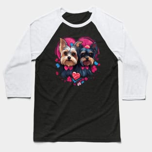 Yorkshire Terrier Couple Valentine Baseball T-Shirt